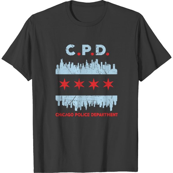 Chicago Police Flag Chicagoan Apparel Gift T-Shirt-image