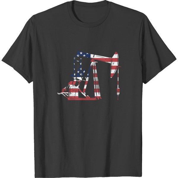 Oilfield Rig Usa American Flag Oil Field Refinery T-Shirt-image