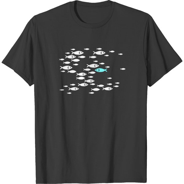 Fish Swim Against The Current In The Sea T-Shirt-image