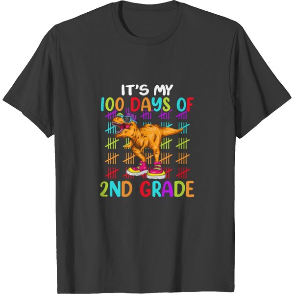 It's My 100 Days Of 2Nd Grade Dino Back To School T-Shirt-image