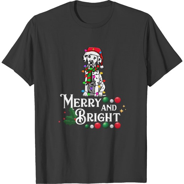 Merry And Bright Dalmatian Christmas T-Shirt-image