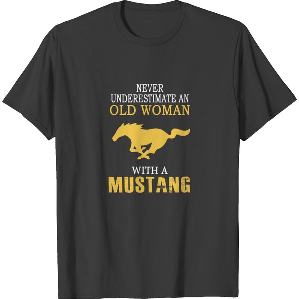 Mustang - An Old Woman With A Mustang T-Shirt T-Shirt-image