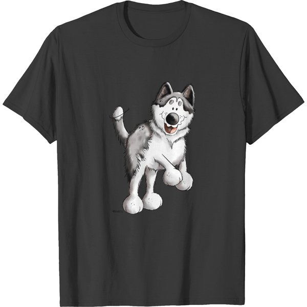 Running Husky - Huskies - Dog - Gift - Cartoon T-Shirt-image