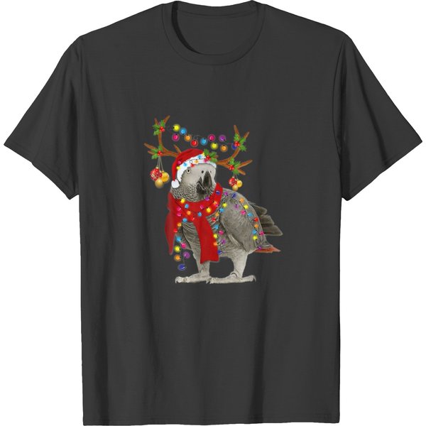 African Grey Parrot Gorgeous Reindeer Christmas Tr T-Shirt-image