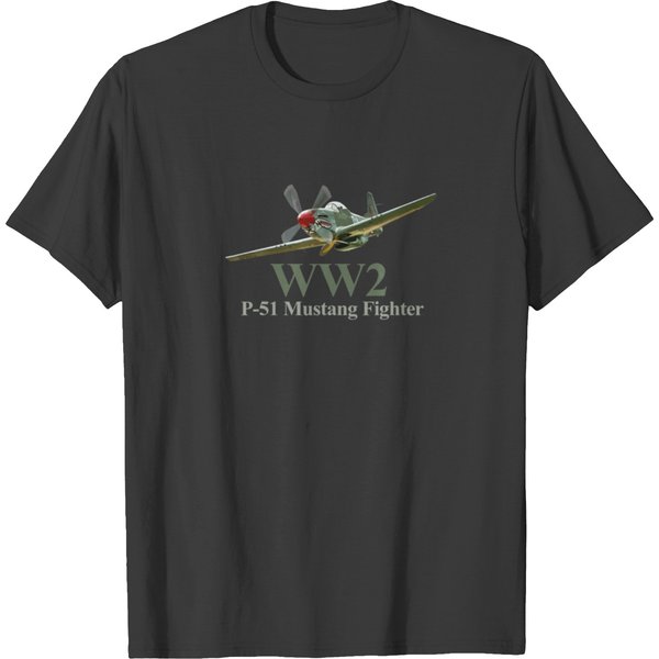 Classic Airplanes, Ww2, P-51 Mustang Fighter Plane T-Shirt-image