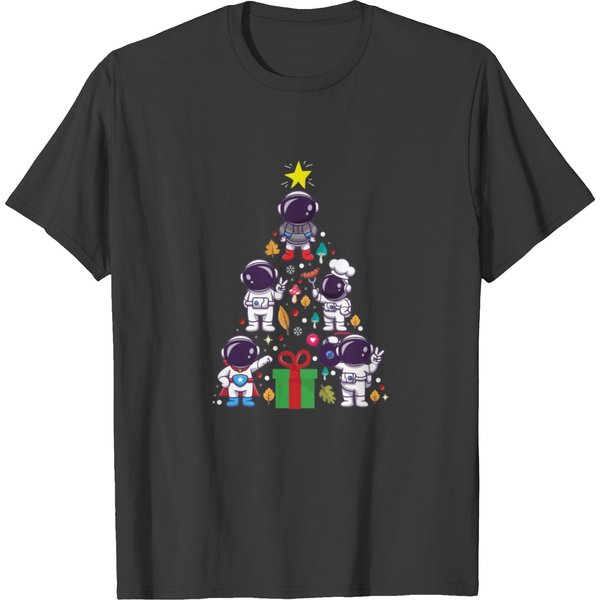 Space Xmas Astronauts Holiday Christmas Tree T-Shirt-image