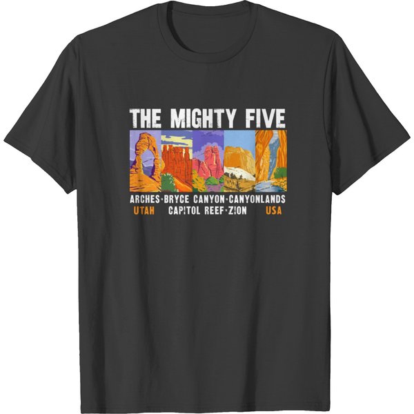 Mighty Five Utah National Parks List Vintage T-Shirt-image