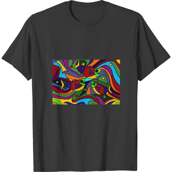 Colorful Fish Abstract Art Design T-Shirt-image