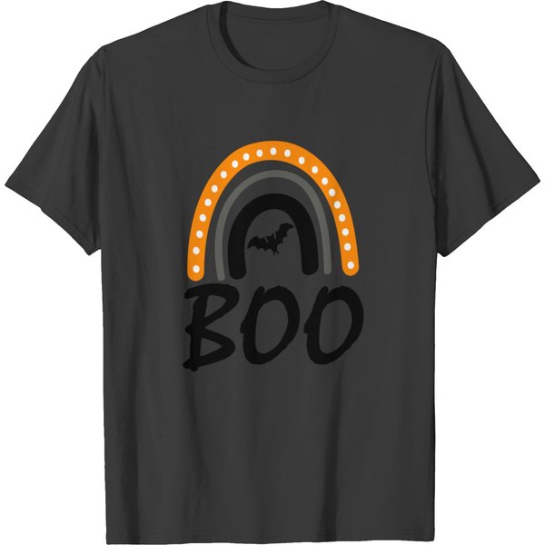 Boo - Funny Halloween Rainbow Bat T-Shirt-image