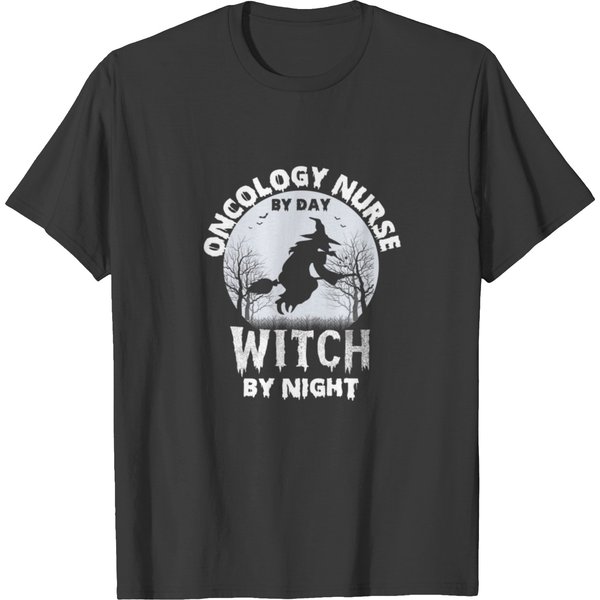 Oncology Nurse By Day Witch By Night Halloween Cos T-Shirt-image