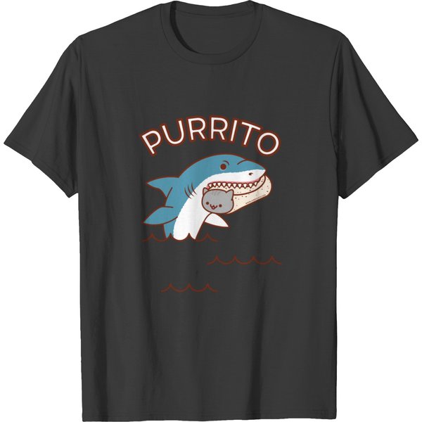 Funny Cat - Shark Eating Purrito T-Shirt-image