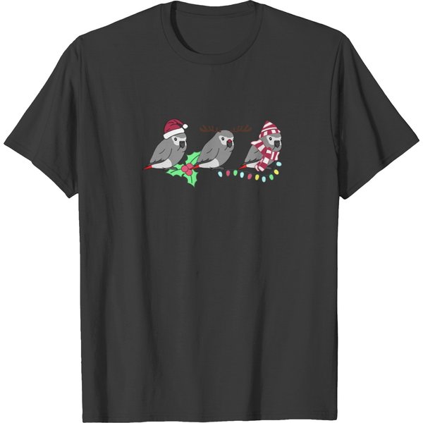 Chubby African Grey Christmas Decoration Parrot Ka T-Shirt-image