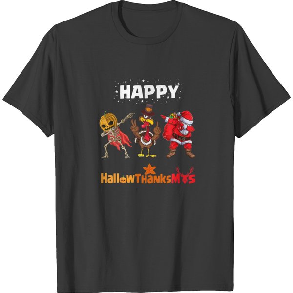 Holiday Happy Hallowthanksmas Christmas Thanksgivi T-Shirt-image