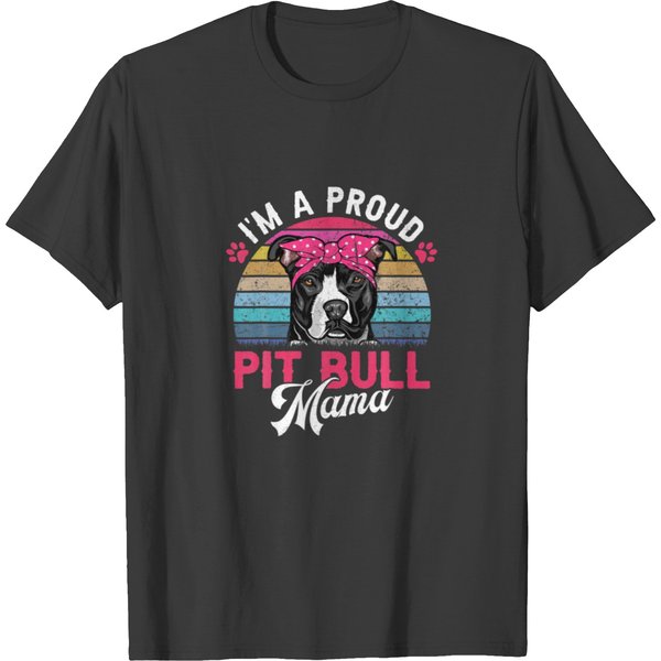Vintage Pit Bull Mama Proud Pit Bull Mama T-Shirt-image