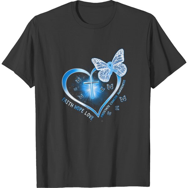 Prostate Cancer Cross Heart Gift Warrior T-Shirt-image