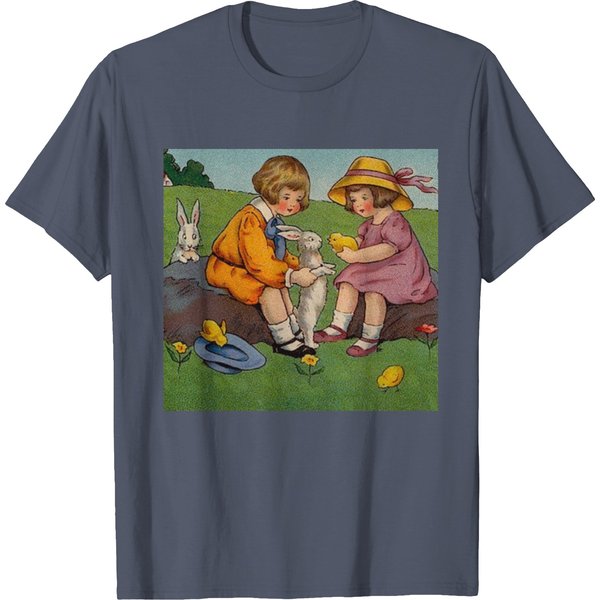 Children With Bunnies And Chicks, Easter T-Shirt-image