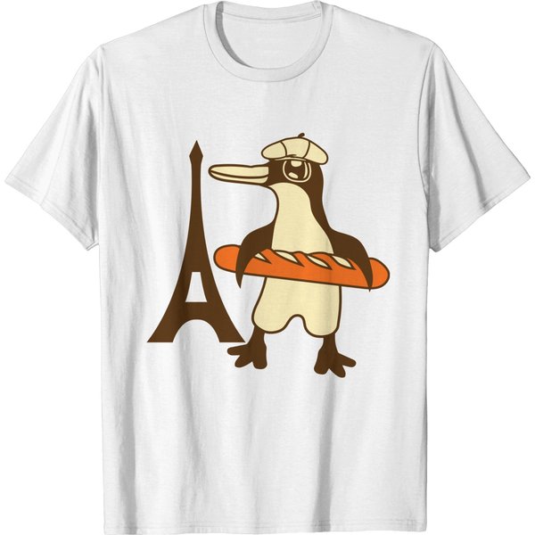 France Eiffel Tower Baguette Bread Food Hunger Bas T-Shirt-image