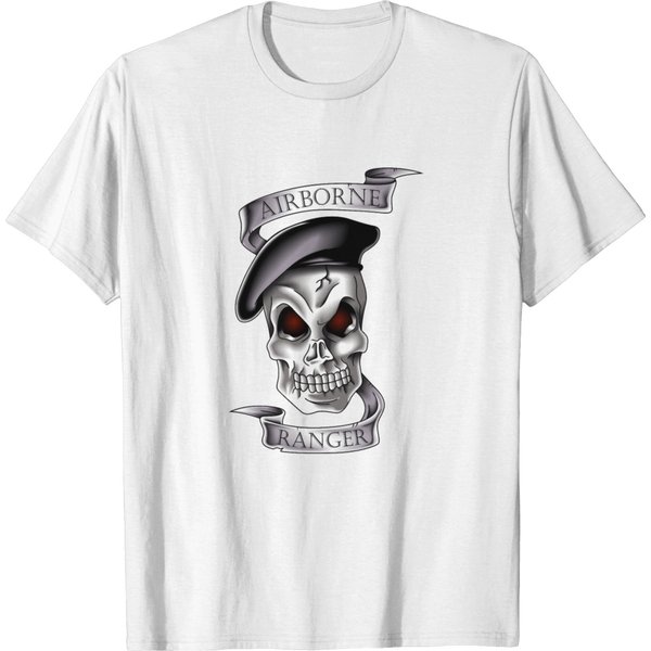 Airborne Ranger Skull With Ribbons T-Shirt-image
