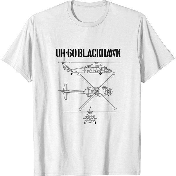 Blackhawk Schematic Military Helicopter Uh-60Black T-Shirt-image