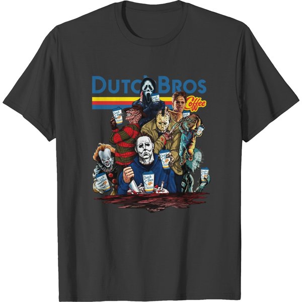 Horror Movies Characters At D Bros Coffee Halloween T Shirts-image