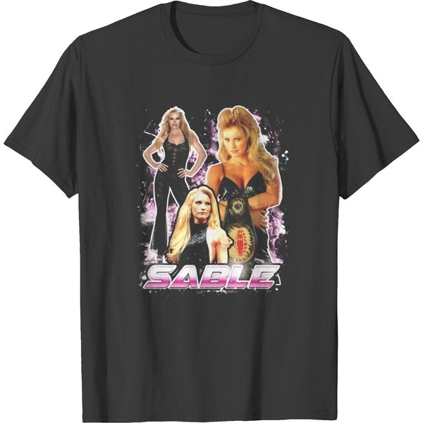 Vintage Inspired Diva Sable Wrestling Tee Black T-Shirts-image