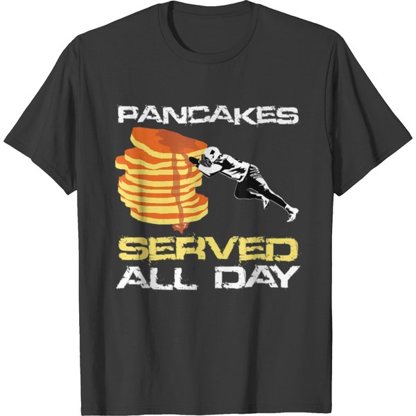Pancakes Served All Day Fun Lineman Football Christmas Gifts T-Shirts-image