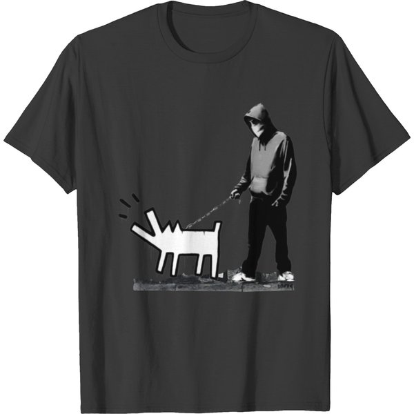 Faces Banksy Keith Haring Dog Organic Hand Printed In Italy T-Shirts-image