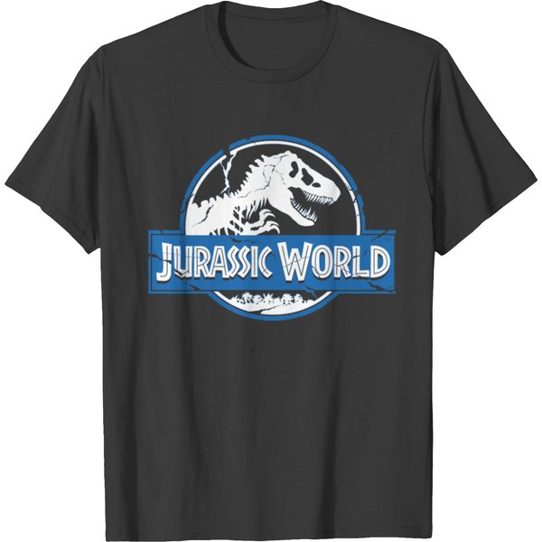 Jurassic Worlds Distressed Blue And White Logo T-Shirts-image