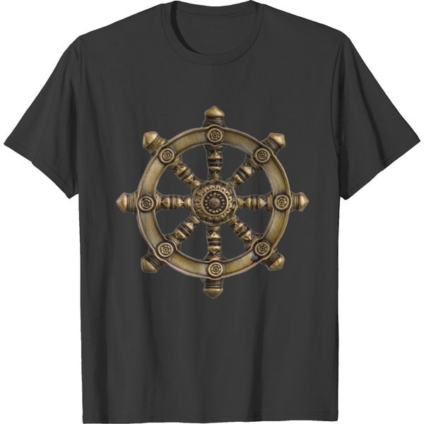 Brown Ships Wheel, Dharmachakra Buddhism Three Turnings Of The Wheel Of Dharma T-Shirts-image