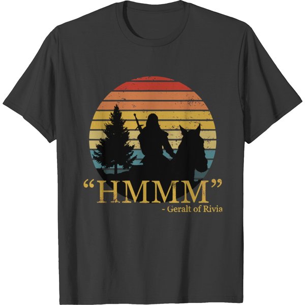 The Witcher - Geralt Of Rivia On Horse At Vintage Sunset T-Shirts-image