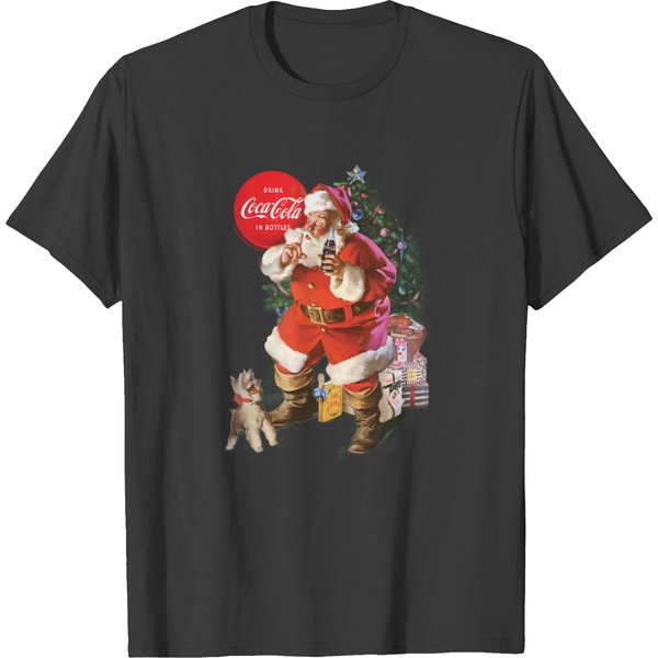 Cocacola Christmas Santa Claus Puppy Pullover T-shirts