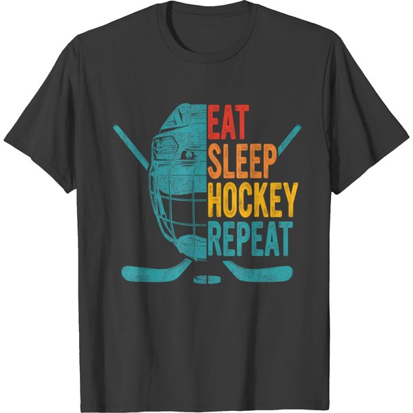 Eat Sleep Hockey Repeat Funny T-Shirt-image
