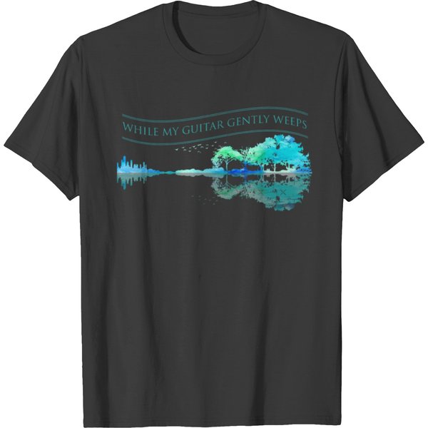 While My Guitar Gently Weeps - Guitar Artwork Nature Active T-Shirts-image