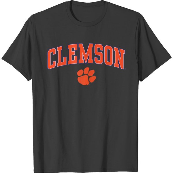 Clemson Tigers Arch Over Heather Gray T T-Shirts-image