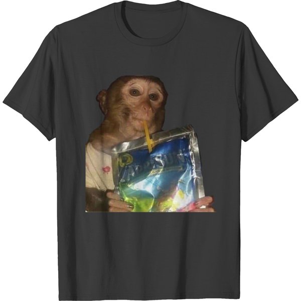 Monkey Sipping Caprisun Meme T-Shirts-image