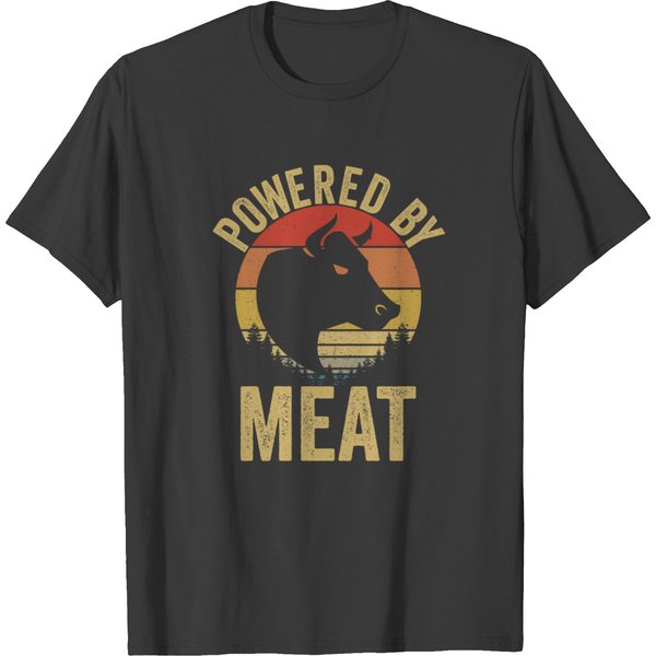 Vintage Powered By Meat Carnivore Meat Eater T-Shirts-image