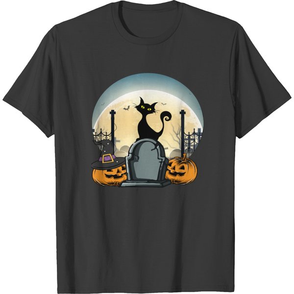 Classic Black Cat Halloween T-Shirts For Cat Lovers-image