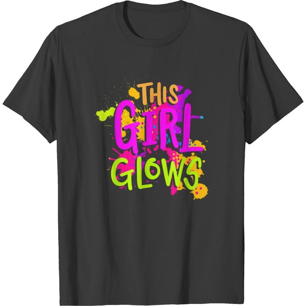 This Girl Glows Costume 80S Glow Halloween Party T Shirts-image