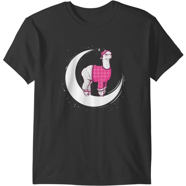 Lama Llama Pajama Kawaii Moon Space Pastel Goth Girl Women Funny T-Shirts-image