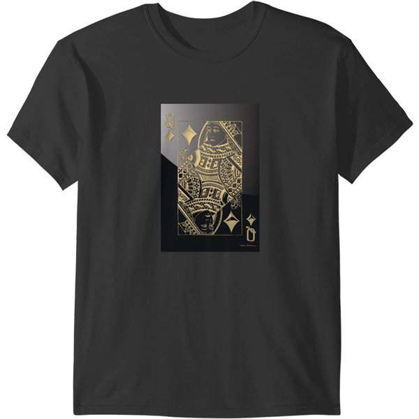 Queen Of Diamonds In Gold Over Black T-Shirts-image