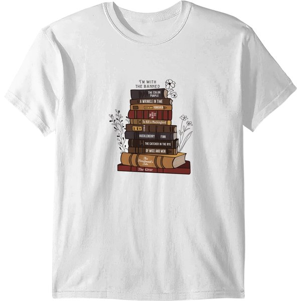Vintage I'm With The Banned T Shirts, Reading Books Apparel, Book Lovers T Shirts-image