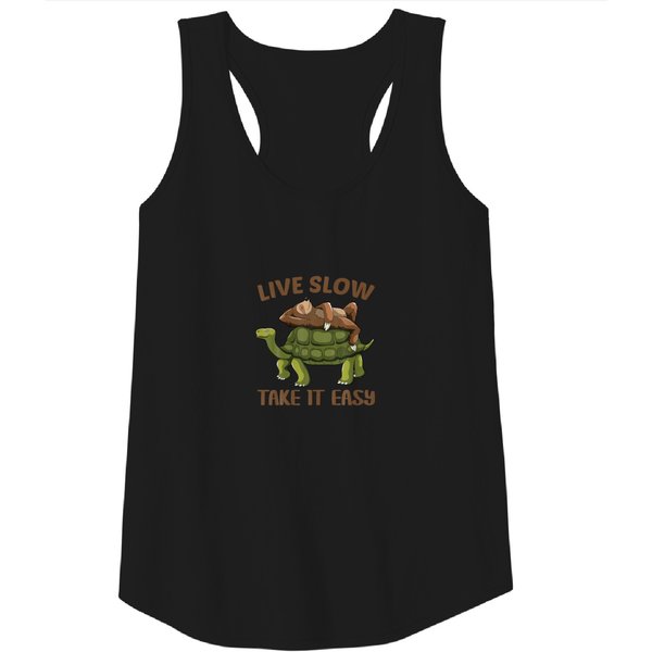 Live Slow Take It Easy Sloth Tank Top-image