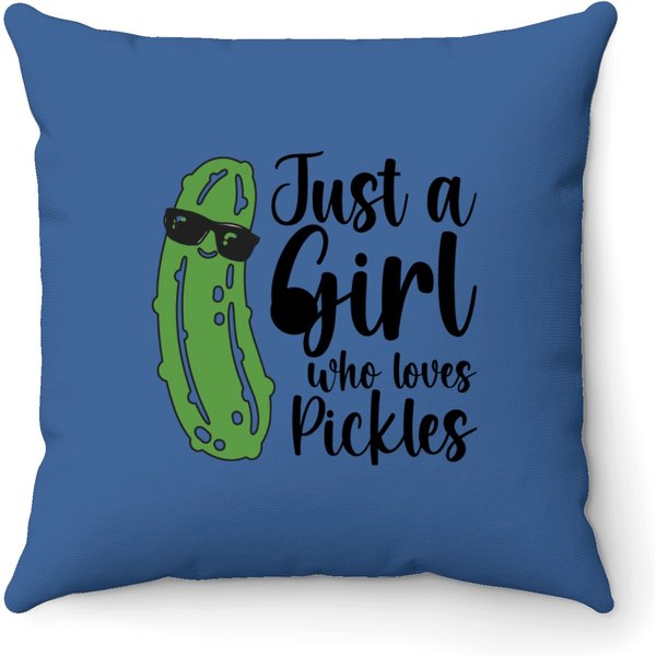 Just A Girl Who Loves Pickles Throw Pillows, Funny Pickle Throw Pillows-image