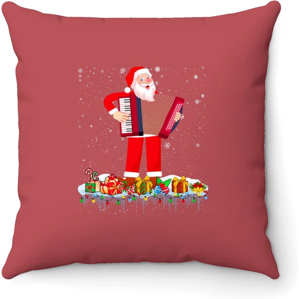 Accordion Lover Santa Throw Pillows-image