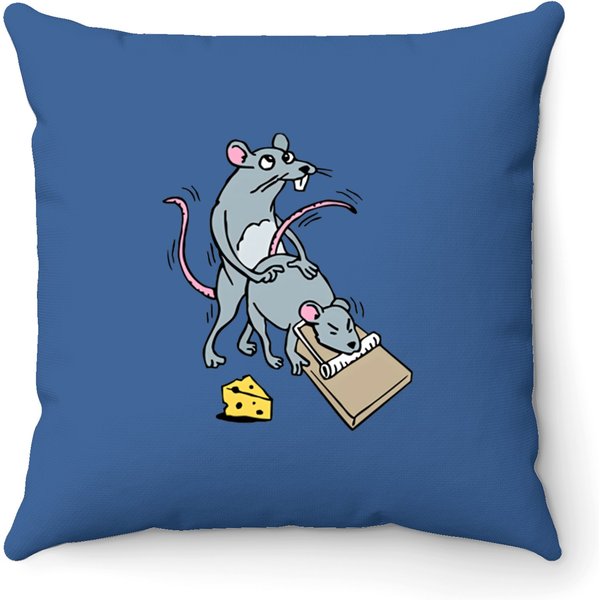 Mouse Screwing A Mouse In A Mousetrap Funny Joke Throw Pillows-image