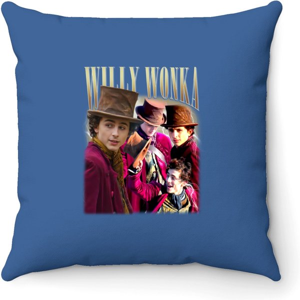 Limited Willy Wonka Timothee Chalamet Vintage Throw Pillows-image