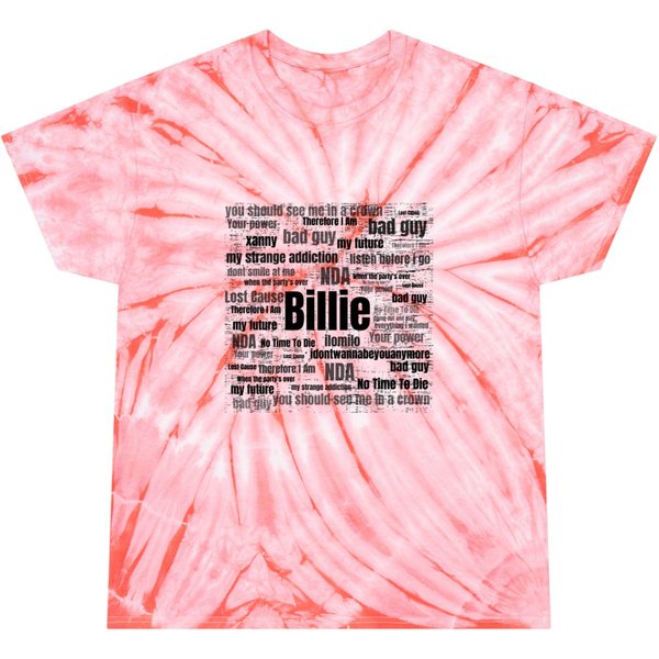 Billie Eilish-Her Song Titles Tie Dye T Shirts-image