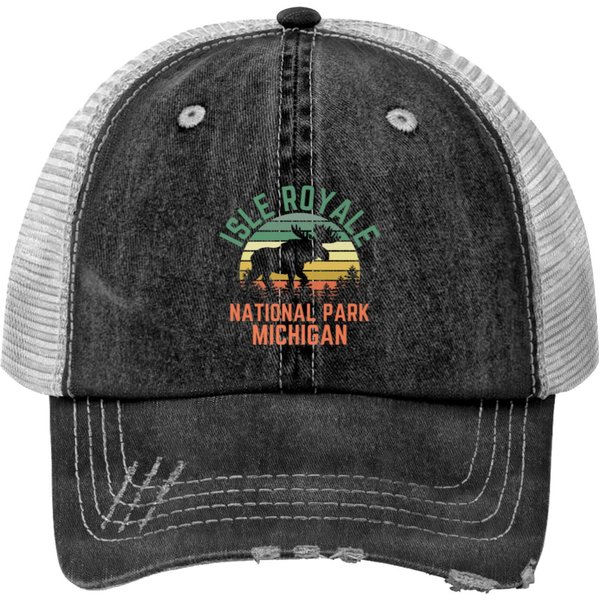 Isle Royale National Park Michigan Moose Hiking Na Trucker Hats-image