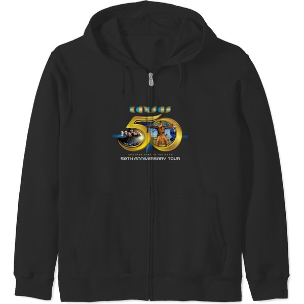 Kansas Rock Band 50Th Anniversary Tour 2023, Kansas Band 2023 Tour, Another Fork In The Road Zip Hoodies-image