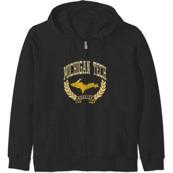 Michigan Tech Huskies Victory Vintage Logo T Zip Hoodies-image